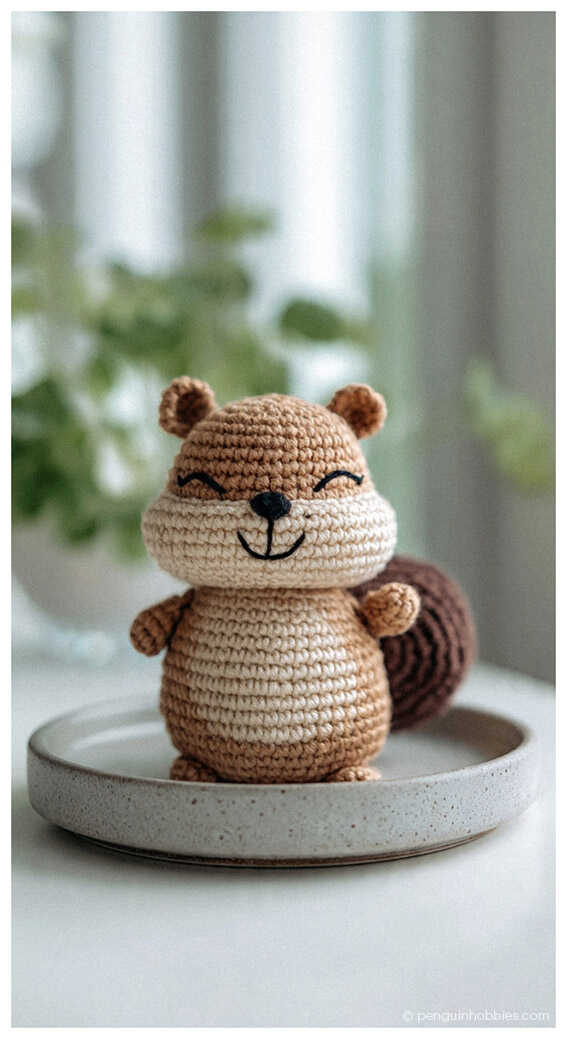 DIY Crochet Gift Idea: Soft and huggable beaver plushie using velvet yarn for a professional boutique look.