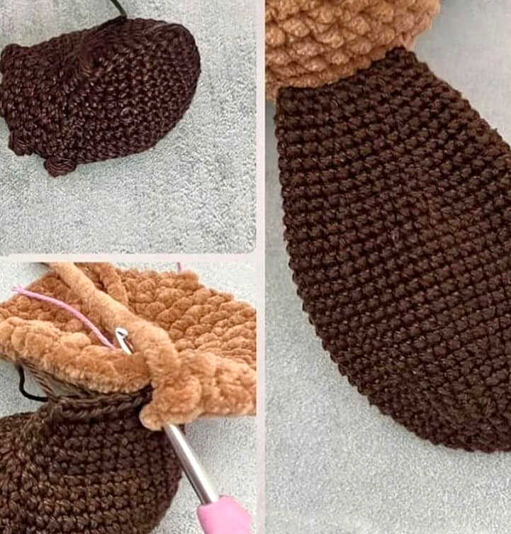 No Sew Amigurumi: Best seller crochet beaver tail attachment detail for a seamless and fast production finish.