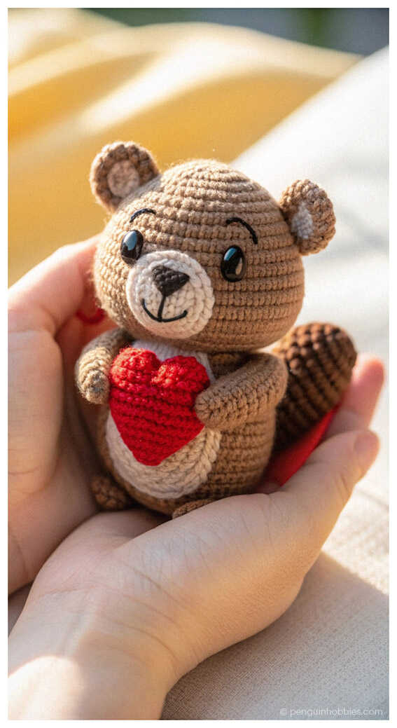 Free Amigurumi Pattern: Easy to crochet beaver stuffed animal, a great project for beginner hobbyists.