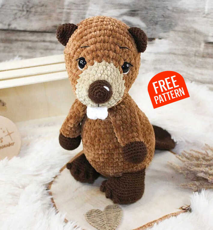 Free Beaver Amigurumi Pattern: A charming and Quick to Make Amigurumi project, perfect for DIY woodland nursery decor.