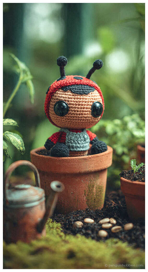 A final stylistic visualization of our ladybug-themed amigurumi concept, summarizing the joy of handmade crafts. This inspirational preview is designed to offer a professional perspective on hobby designs. We present this concept among our top visual ideas for crafters.