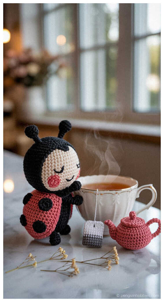 A high-quality digital preview of a small ladybug amigurumi, ideal for quick creative breaks. This visualization acts as a stylistic reference for portable handmade accessories. This concept is part of our series of inspiring hobby ideas.